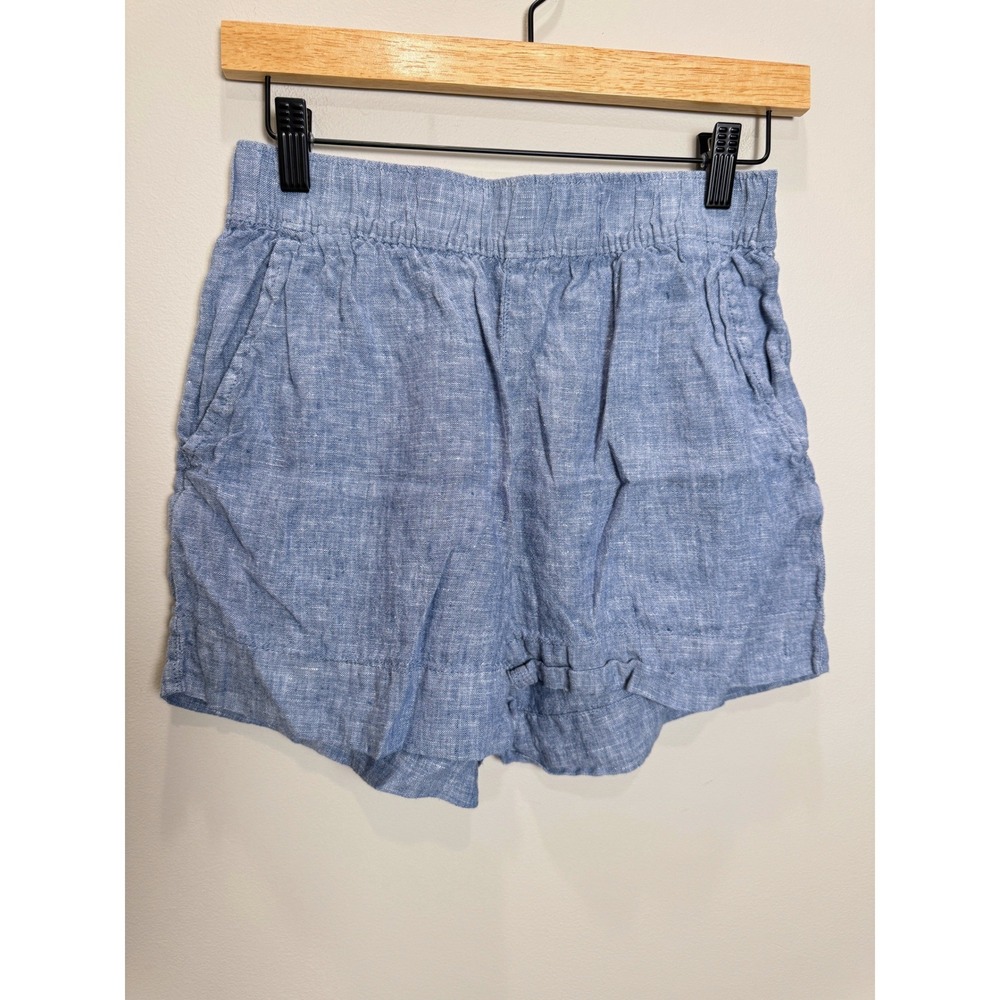 C&C California‎ 100% Linen Coastal Beach Preppy Casual Pull On Shorts Blue S